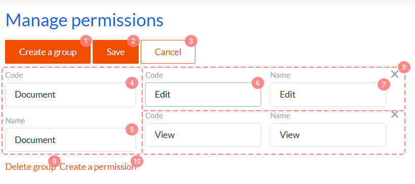 Permissions and permission groups
