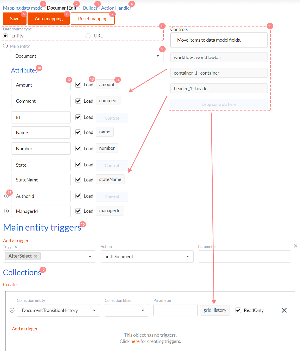 Mapping form and data interface