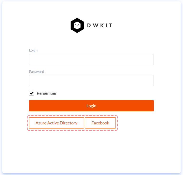 External authentication providers buttons